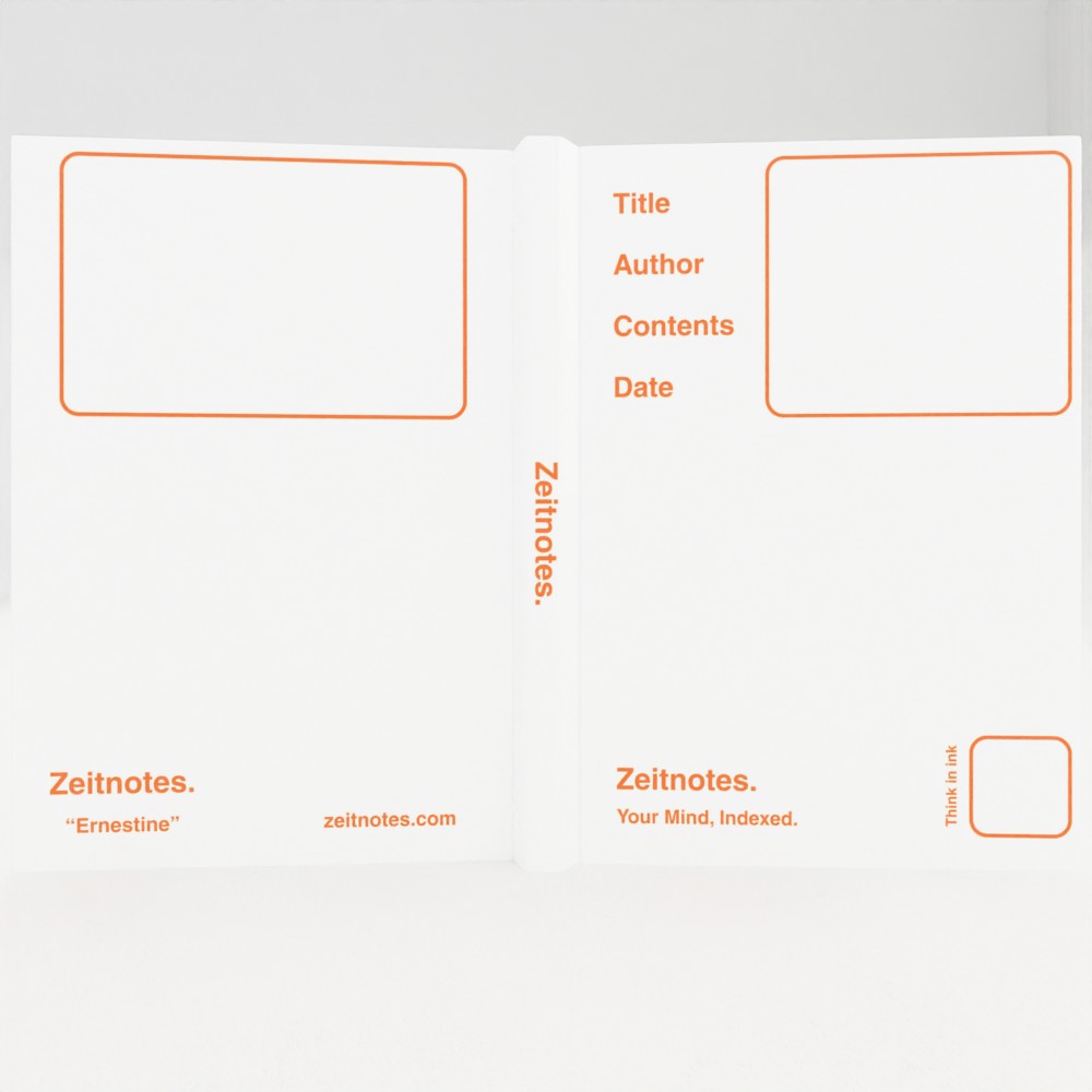 Ernestine - White with Orange A5 Hardback Notebook