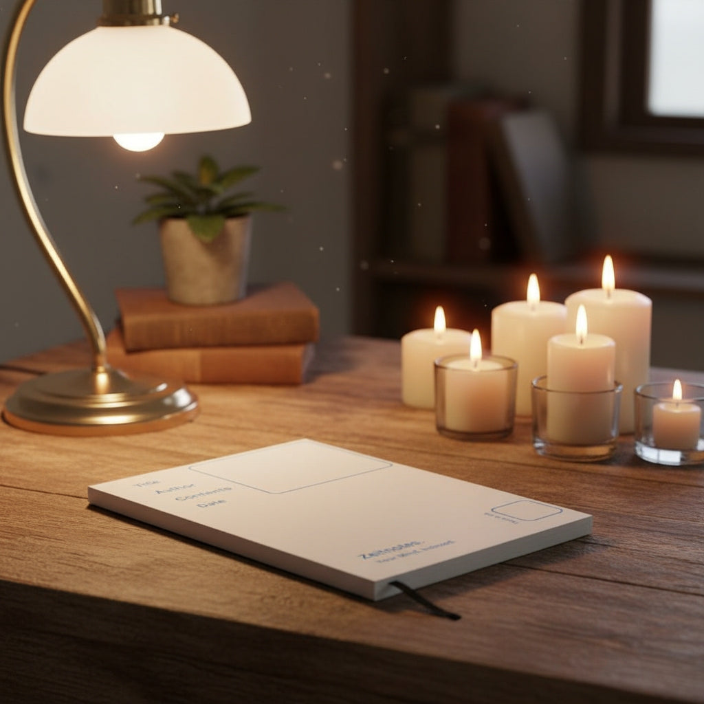 Yetta - White with Blue A5 Hardback Notebook